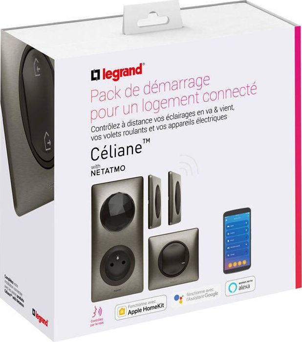 Legrand Celiane with Netatmo zestaw startowy rozszerzony (gniazdo control łącznik bezprzewodowy wyjście/powrót łącznik connected łącznik