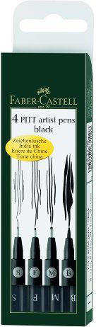 Faber-Castell Cienkopisy artystyczne PITT czarne 199 4 sztuki
