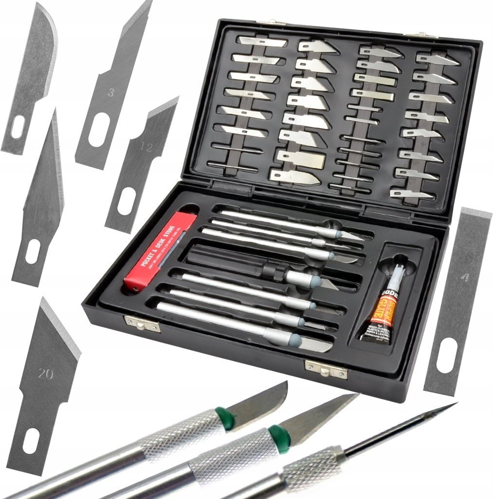 Falon-Tech NÓŻ MODELARSKI SKALPEL NOŻYK NOŻYKI ZESTAW 56 Elementów