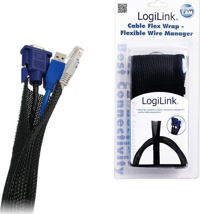 Organizer LogiLink Organizer kabli LogiLink KAB0006 elastyczny 1,8m czarny