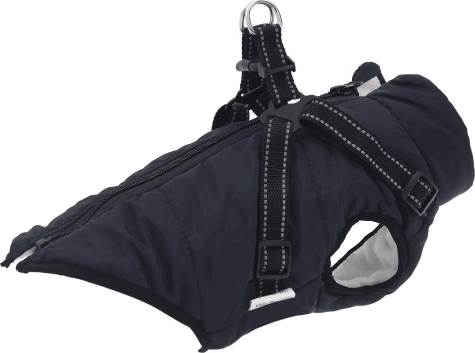 vidaXL vidaXL Płaszcz dla psa z szelkami, wodoodporny, granatowy, M