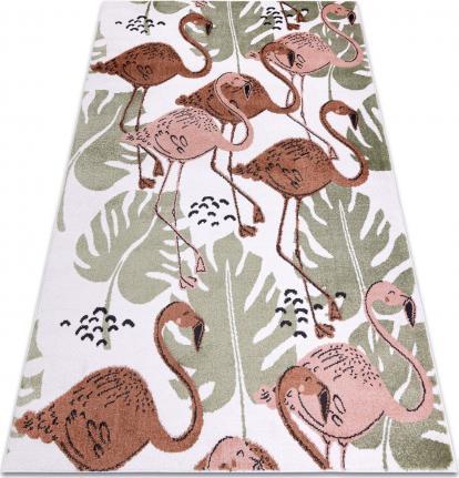 Dywany Łuszczów Dywan FUN Flami dla dzieci, flamingi krem, 80x150 cm