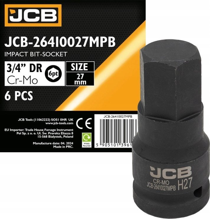 JCB Nasadka-bit udarowa 3/4" 27mm (6-kątna)