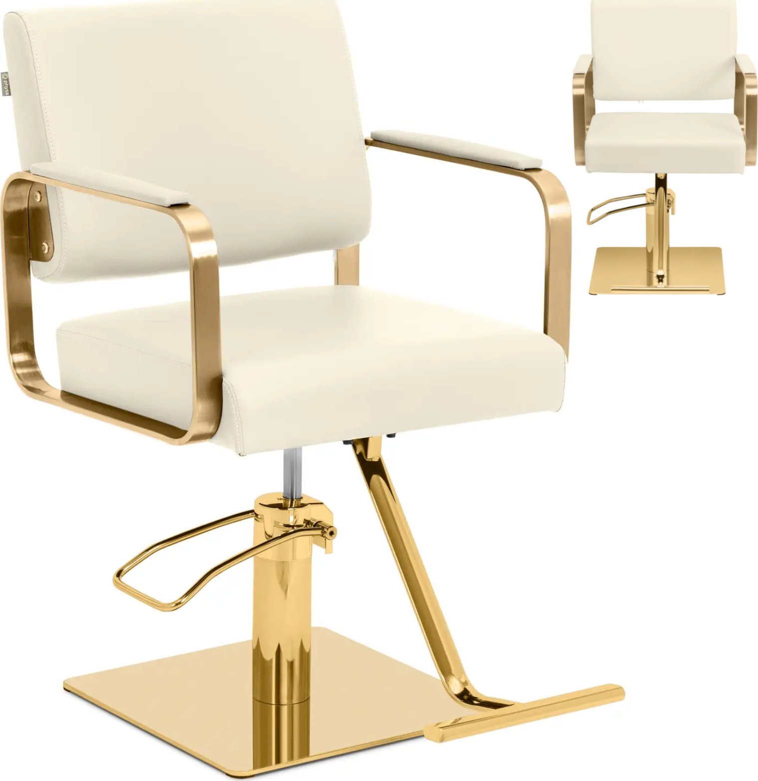 Physa Fotel fryzjerski barberski kosmetyczny z podnóżkiem Physa OTLEY - kremowo złoty Fotel fryzjerski barberski kosmetyczny z podnóżkiem Physa OTLEY
