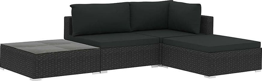 Elior 4-częściowy czarny zestaw wypoczynkowy do ogrodu - Begi 4A