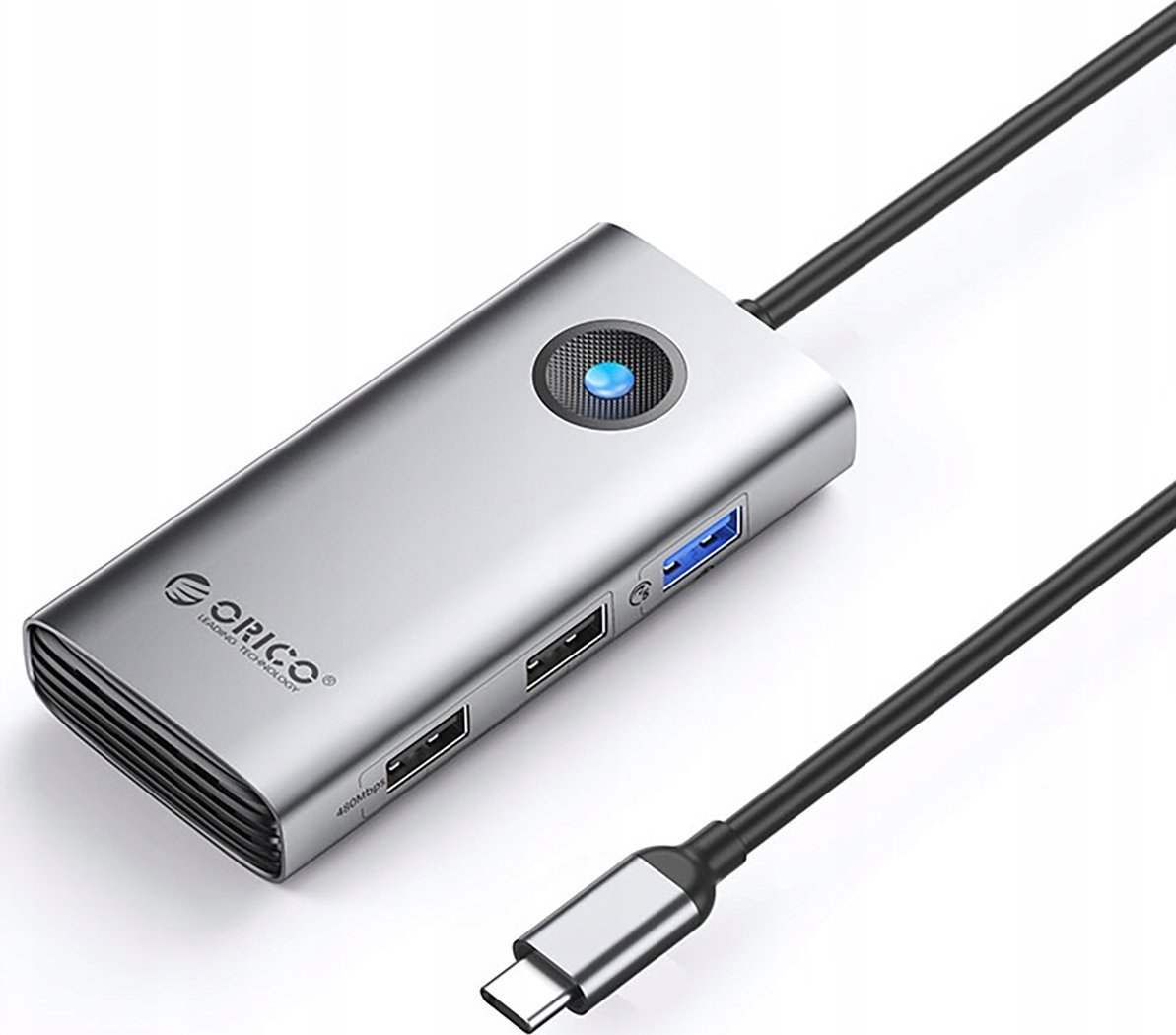Stacja dokująca USB-C 5w1 / output: 1x USB-A 3.0 + 2x USB-A 2.0 + 1x HDMI - szara