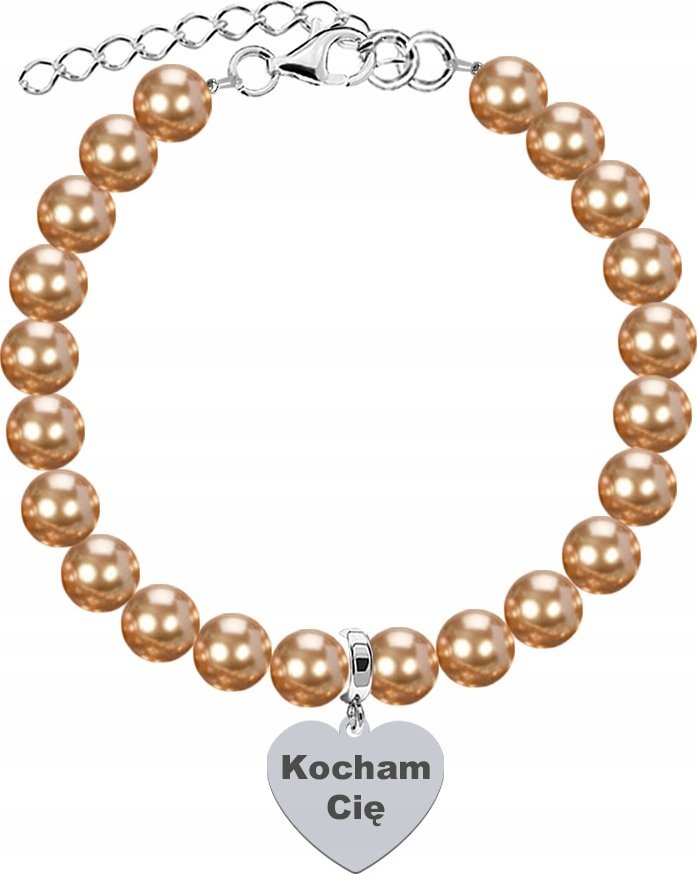Radziszewska Jewellery Bransoletka z Pereł Serce Kocham Cię Srebro 925 Grawer Życzenia Gratis
