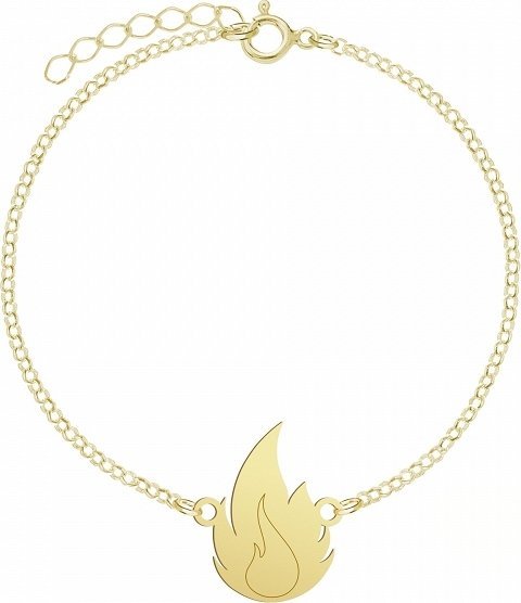 Radziszewska Jewellery Bransoletka Pozłacana na Nogę Płomień 925 Prezent Biżuteria GRAWER GRATIS