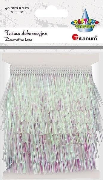 Taśma z frędzlami plastikowymi 40mm 1m biała