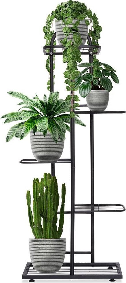 Vilde Kwietnik 5-poziomowy na doniczki metalowy czarny 107 cm