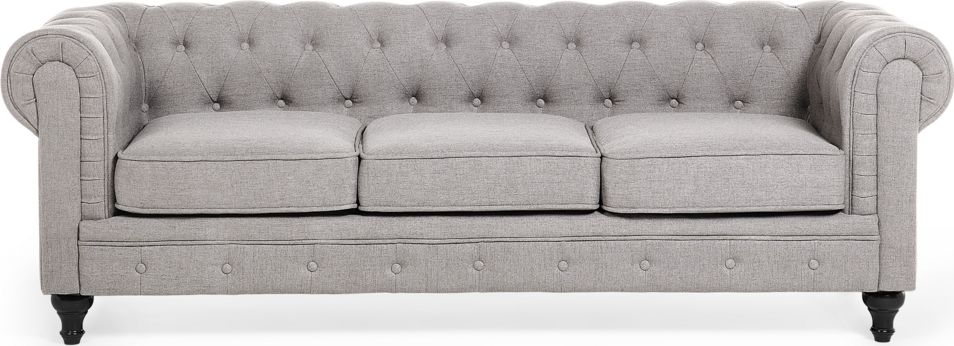Beliani Sofa 3-osobowa jasnoszara CHESTERFIELD