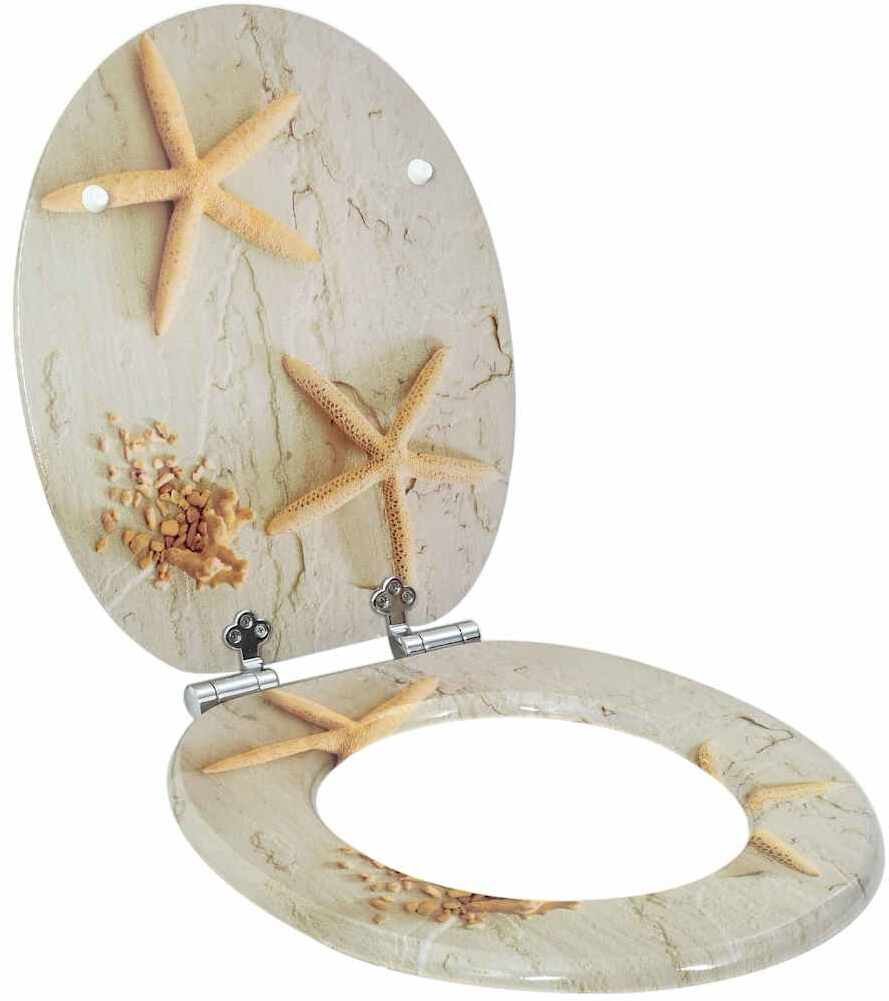 vidaXL Deska toaletowa Żółty i Biały 44 x 38 cm Płyta MDF