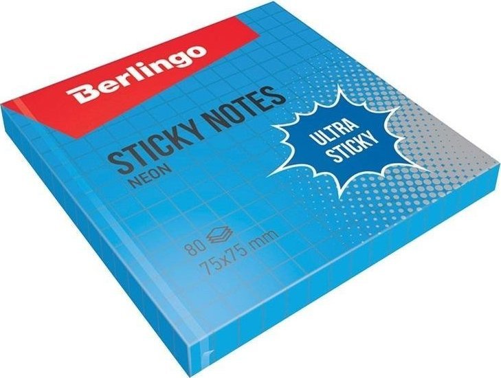 Berlingo Bloczek samoprzylepny 75x75 niebieski kratka 80K