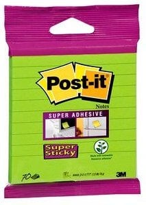 Karteczki samoprzylepne POST-IT Super sticky, XL, w linię, 101x101mm, 70 kart., zawieszka, zielone