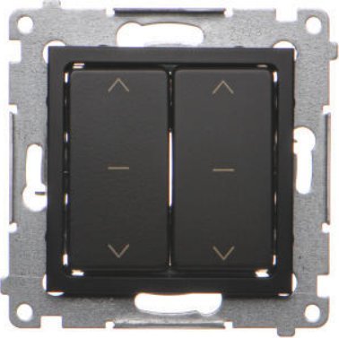 Kontakt-Simon Łącznik roletowy Kontakt Simon 54 DZW2.01/49 podwójny moduł 10A, 250V~, szybkozłącza w komplecie z pierścieniem dekoracyjnym czarny