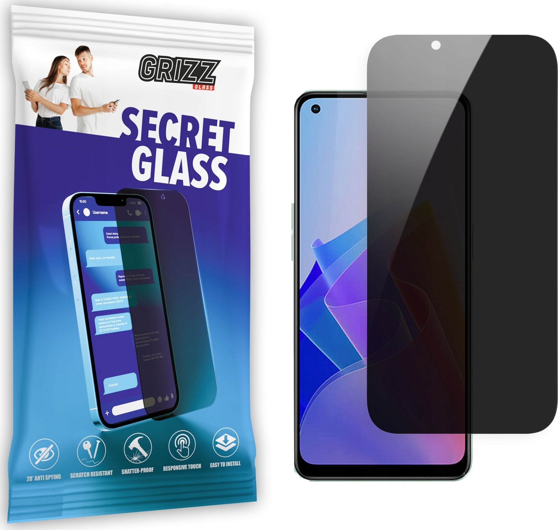 GrizzGlass Szkło prywatyzujące GrizzGlass SecretGlass Oppo Reno 7 Lite