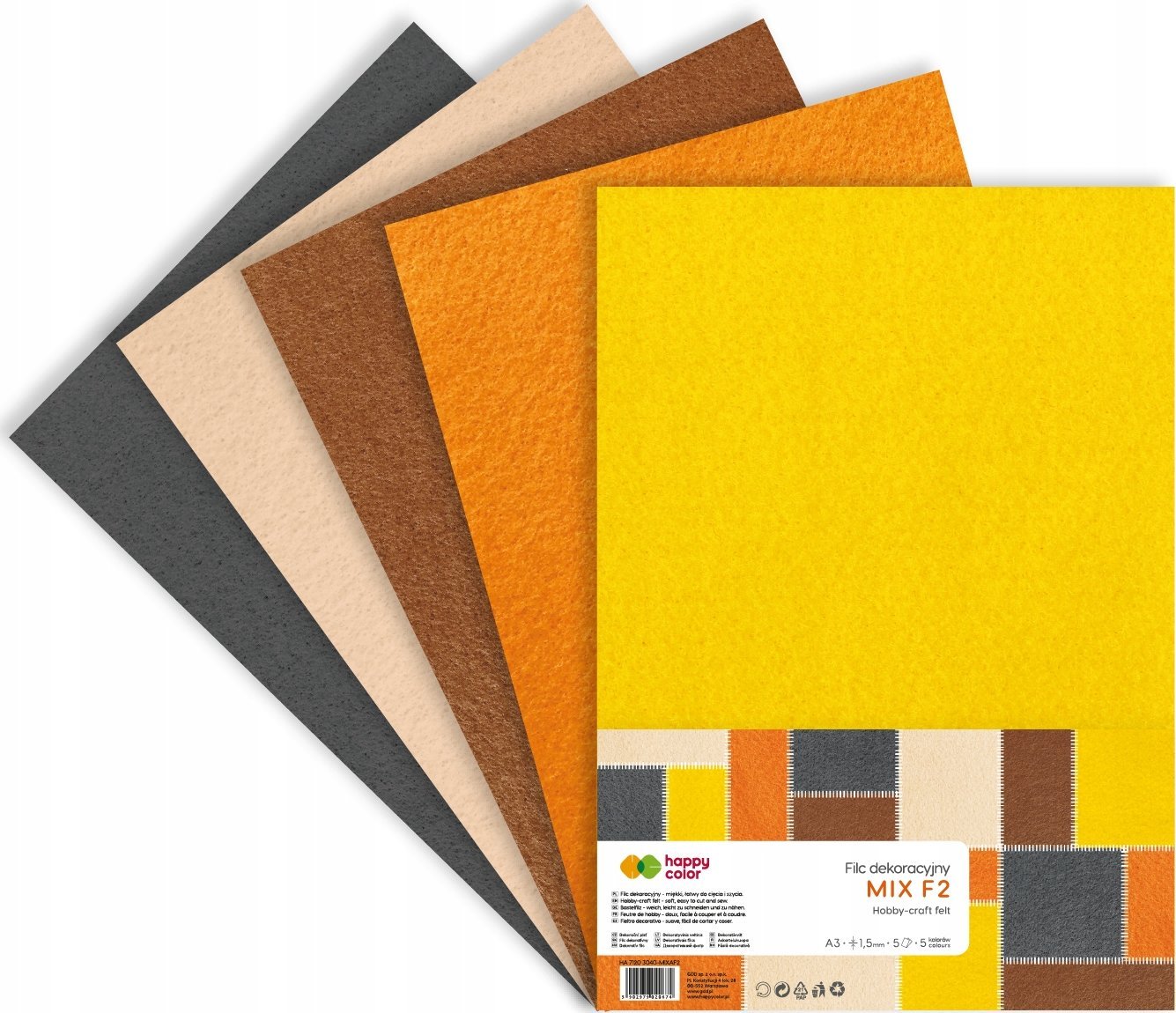 Happy Color Filc dekoracyjny MIX F2 5szt HAPPY COLOR