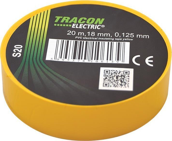Tracon Electric Taśma izolacyjna 20mx18mm żółty