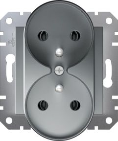Schneider Electric Gniazdo podwójne z/u bez ramki stal (EPH9810262)
