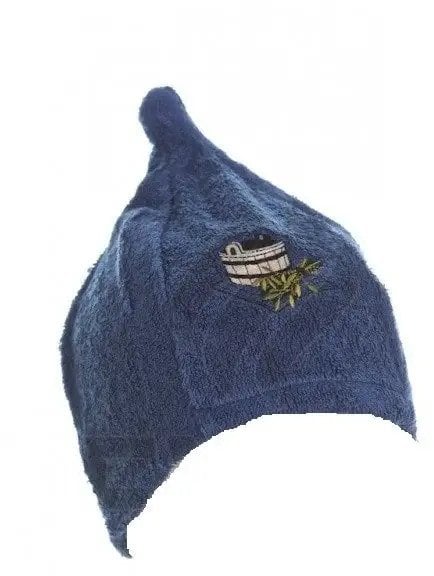 SAUNA HAT WITH BUCKET PIC BLUE COTTON