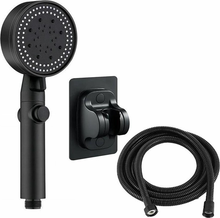 Słuchawka prysznicowa Aptel SŁUCHAWKA Prysznicowa z wbudowanym Wentylatorem + wąż 150cm czarna AG894A