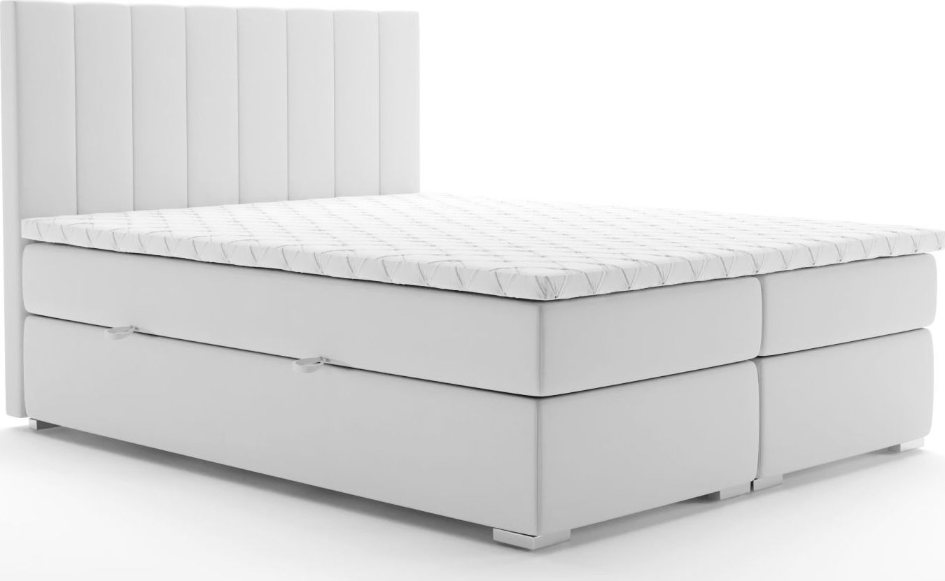 LAVERTO Łóżko kontynentalne SALIMA 140x200 jasno szare velvet z pojemnikiem