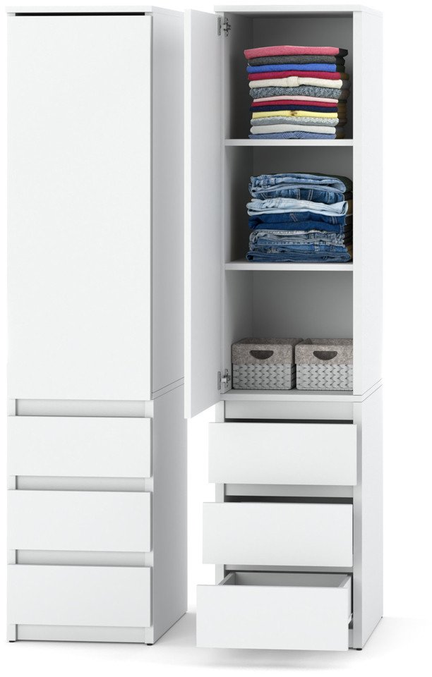 Szafa do przedpokoju 3 szuflady 40cm posti wąska do sypialni biała mat