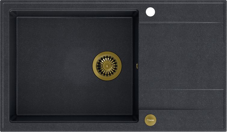 Zlewozmywak Quadron EVAN 136 XL GraniteQ black diamond/elementy złote