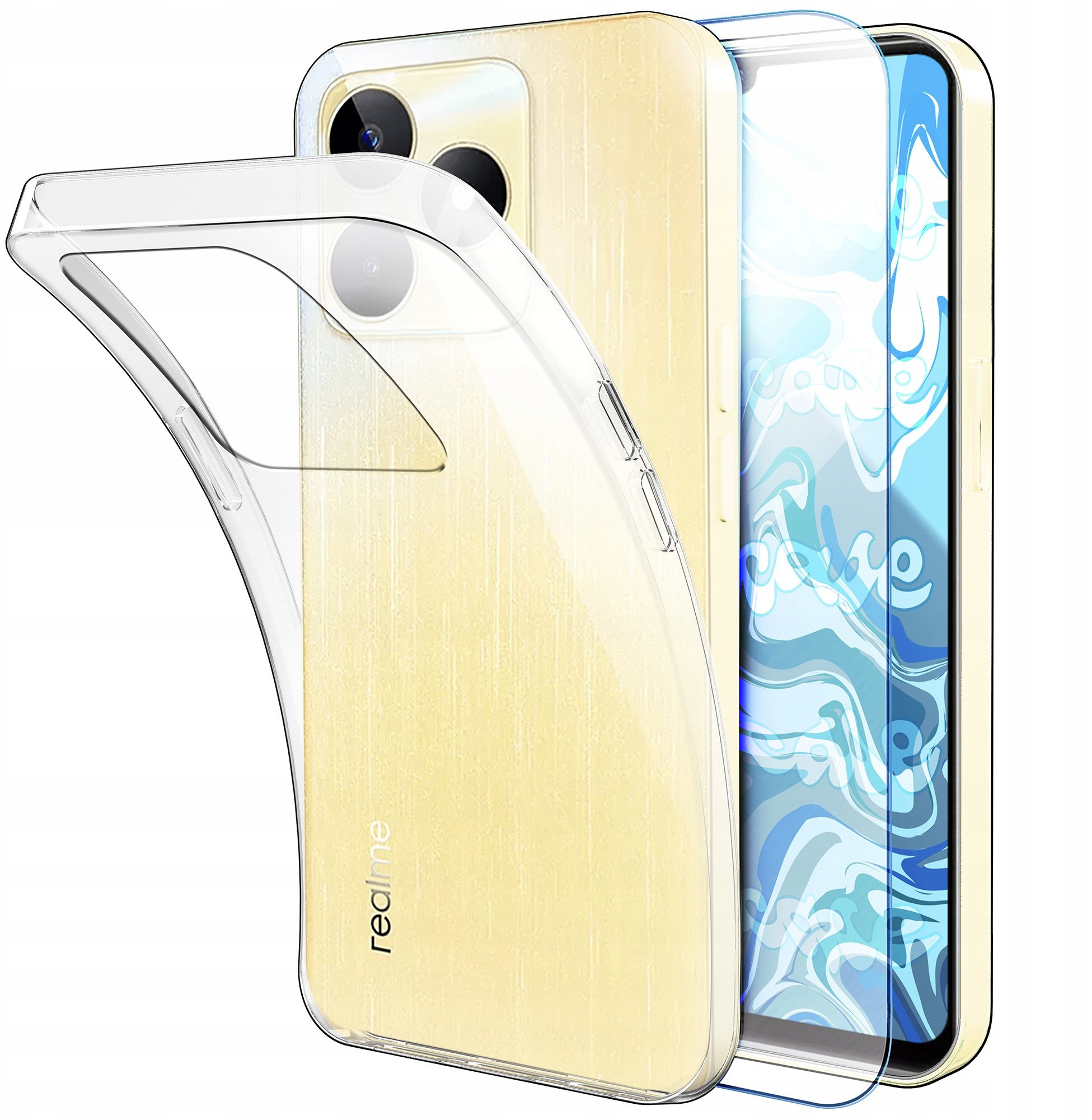 ETUI DO REALME C53 4G / C51 / NOTE 50 CASE SILIKON SLIM CLEAR VIEW SZKŁO