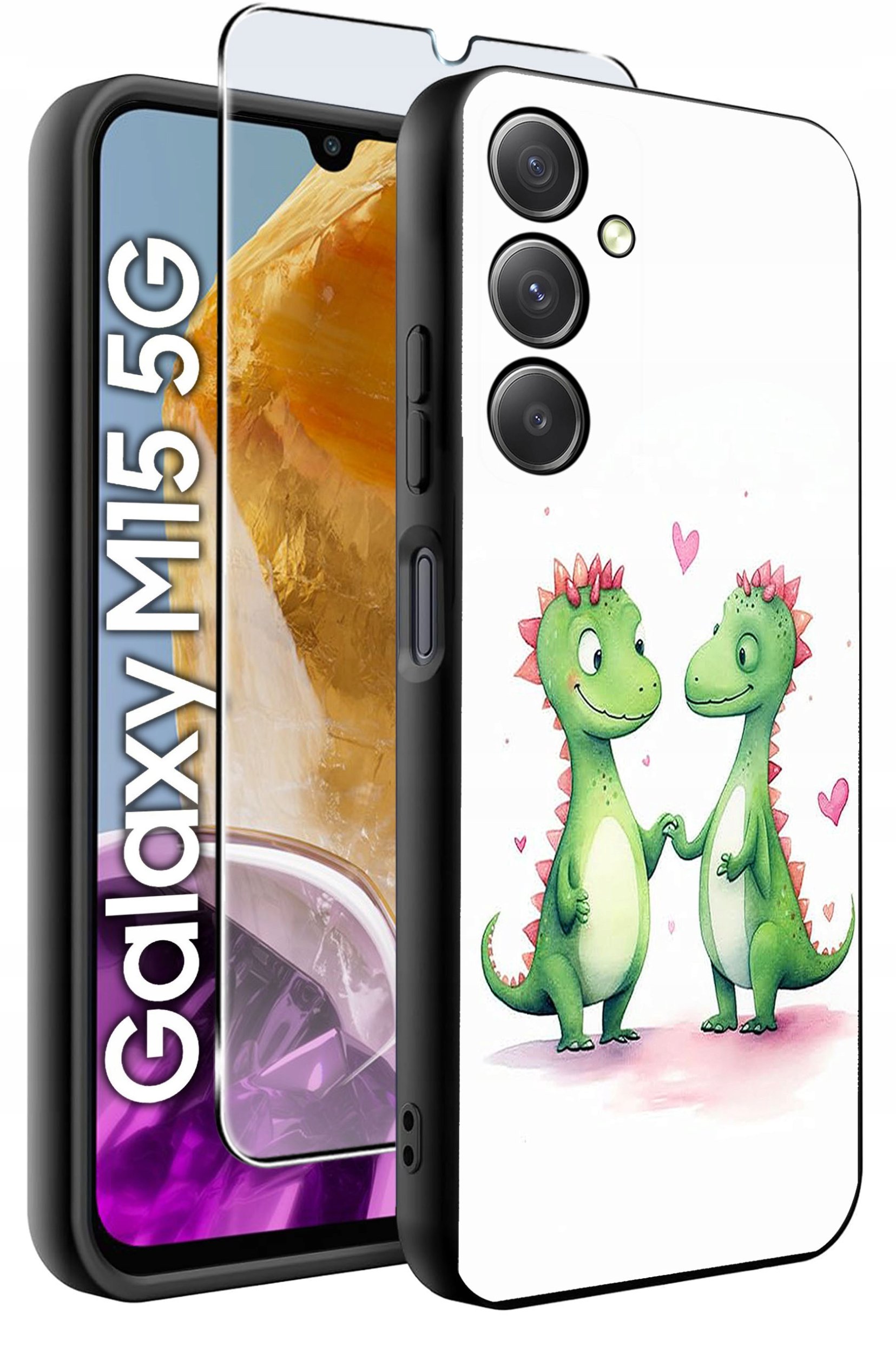 ETUI do Samsung M15 5G WZORY | SILIKONOWE MATT CASE + SZKŁO HARTOWANE 9H