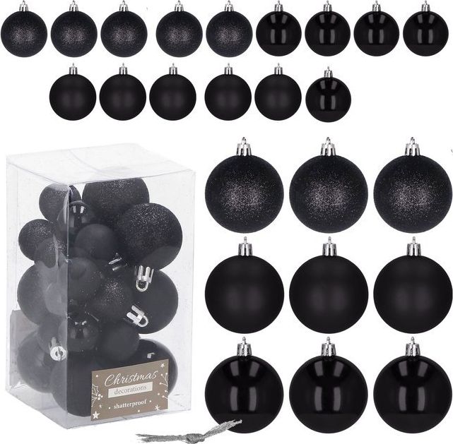 Springos Bombki choinkowe 25 szt. ozdoby świąteczne zestaw czarny UNIWERSALNY