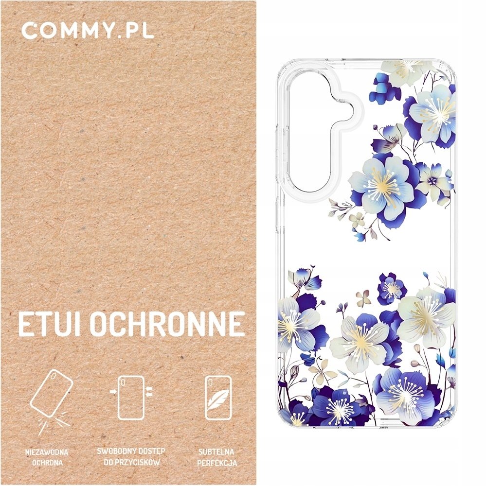 Przezroczyste mocne etui kwiaty Commy Samsung Galaxy S23 Case plecki