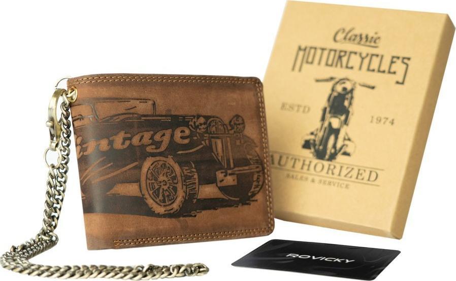 Lumarko Poziomy Portfel Męski Ze Skóry Nubukowej Z Tłoczonym Motywem I Łańcuchem!