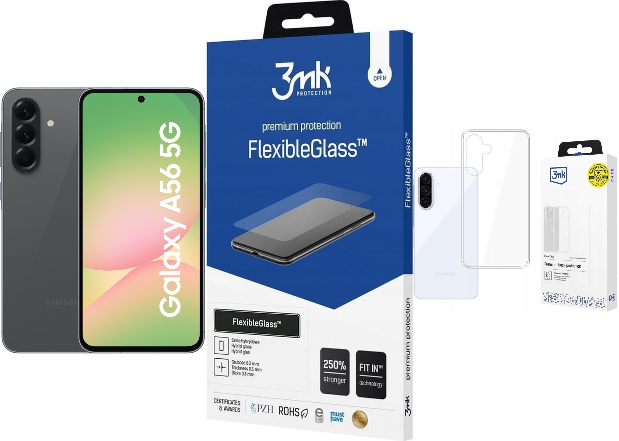 Smartfon Samsung Galaxy A56 5G 8/128GB Grafitowy Awesome Graphite (SM-A566BZK) + FlexibleGlass + Etui Clear Case