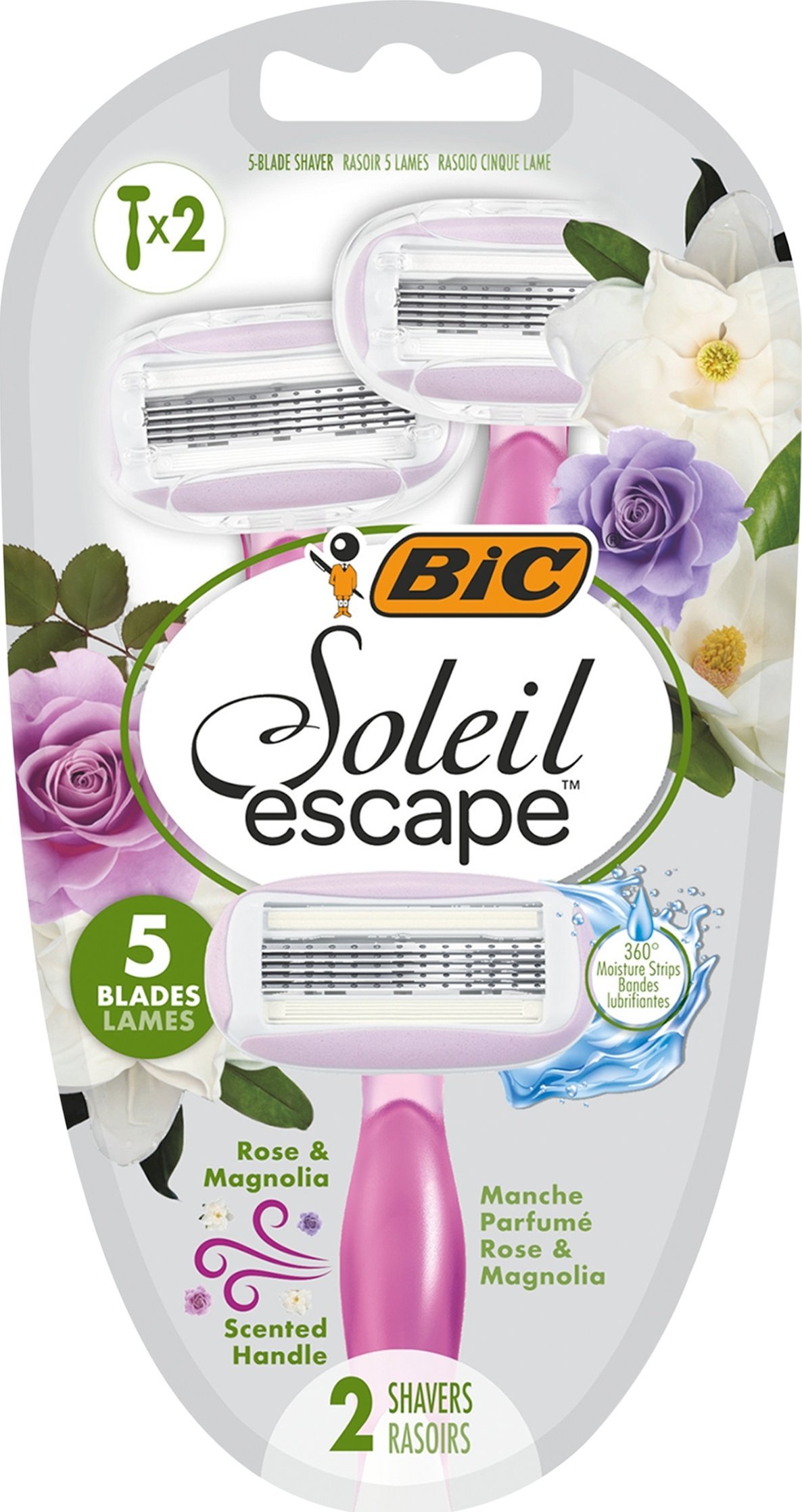 Bic Soleil escape maszynki do golenia dla kobiet 5 ostrzowe róża & magnolia 1op.-2szt