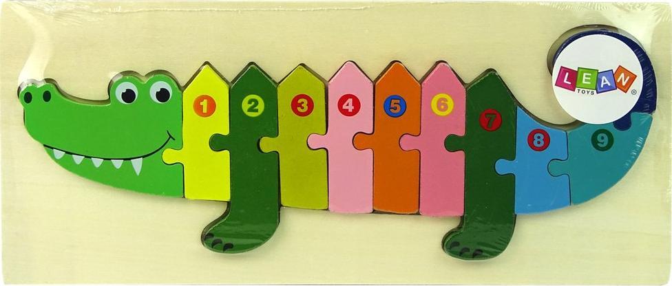 Lean Sport Zestaw Drewnianych Puzzli Krokodyl Liczby