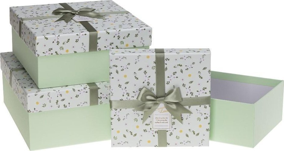 Rozette Pudełko prezentowe z kokardą 3szt zielony