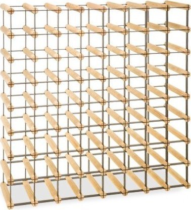 Wamar-Sosenka Regał na wino Stojak na 64 Butelki Szklane/ PET RW-8/ 8x8 Surowy Naturalny Metal + Drewno RW-8-8x8-64