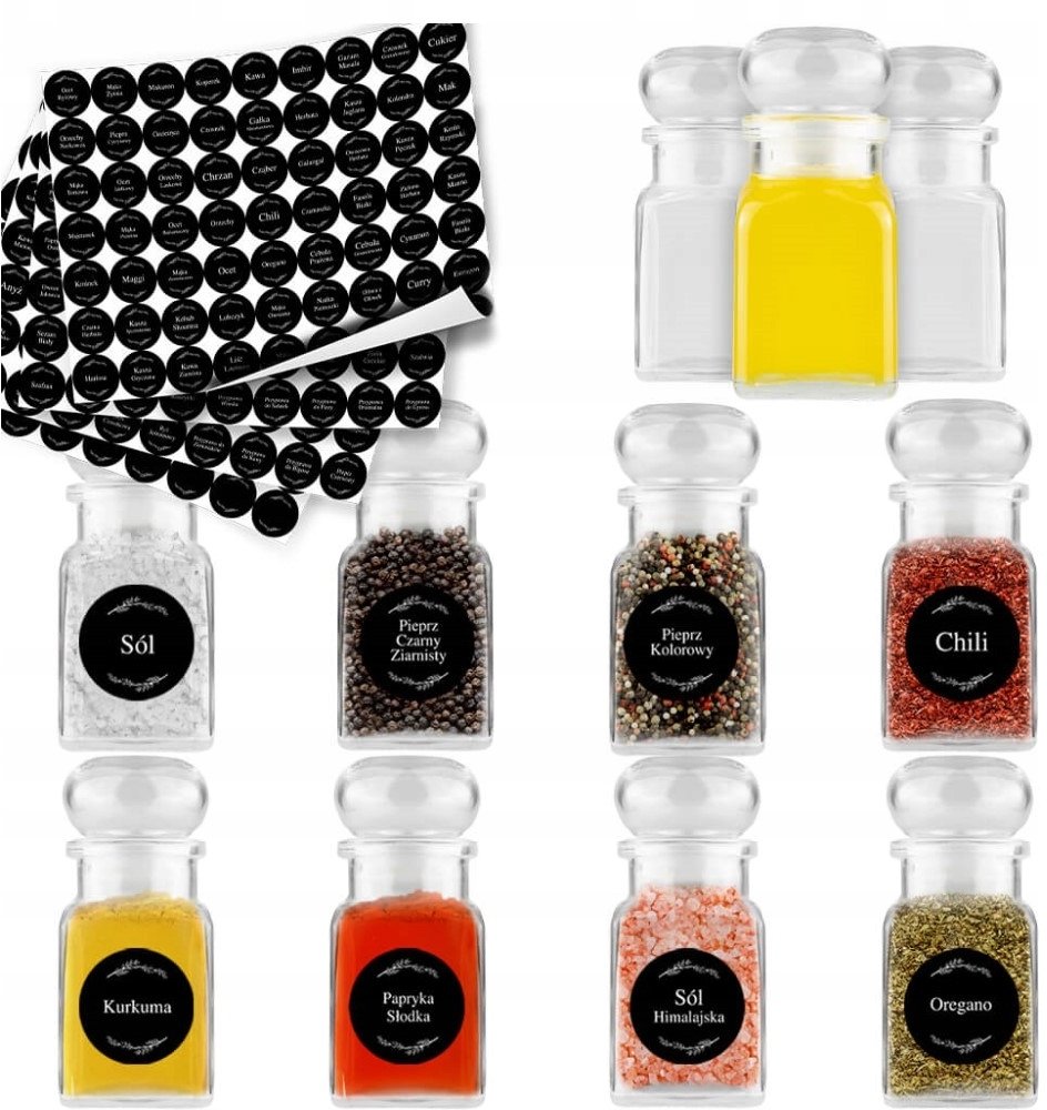 20X Słoik na przyprawy 150ML + 252 naklejki