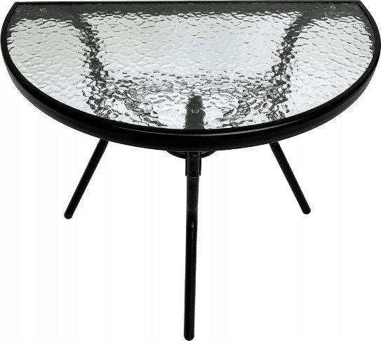 kontrast Stół ogrodowy półokągły szkło hartowane LIPARI 40x69,5x64 cm czarny