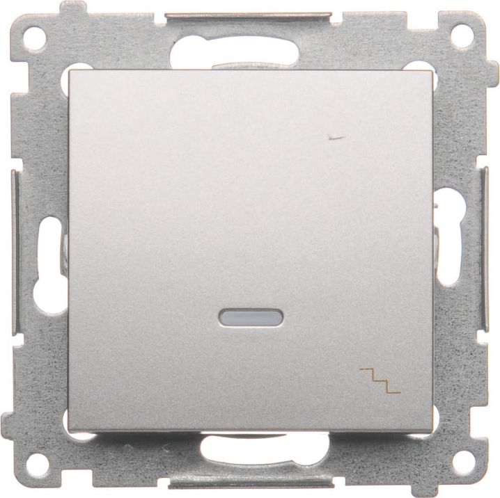 Kontakt-Simon Łącznik schodowy Simon 54 pojedynczy z podświetleniem 16AX 250V srebrny mat (DW6AL.01/43)