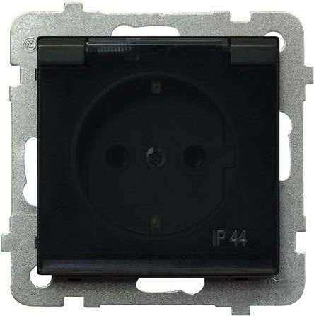 Ospel Gniazdo Sonata bryzgoszczelne schuko wieczko dymne czarny metalik (GPH-1RS/m/33/)
