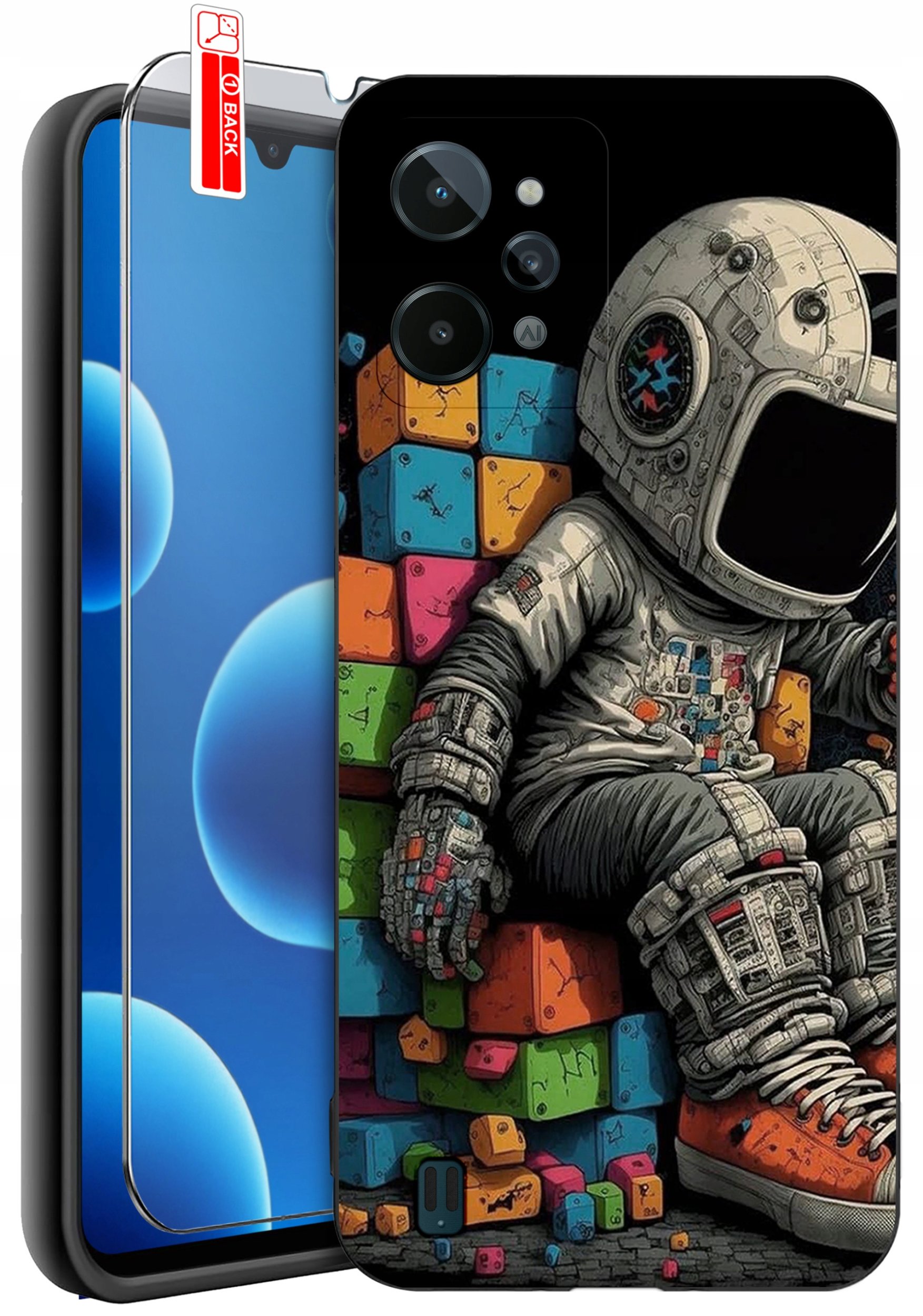 ETUI do Realme C31| WZORY | SILIKONOWE MATT CASE + SZKŁO 9H