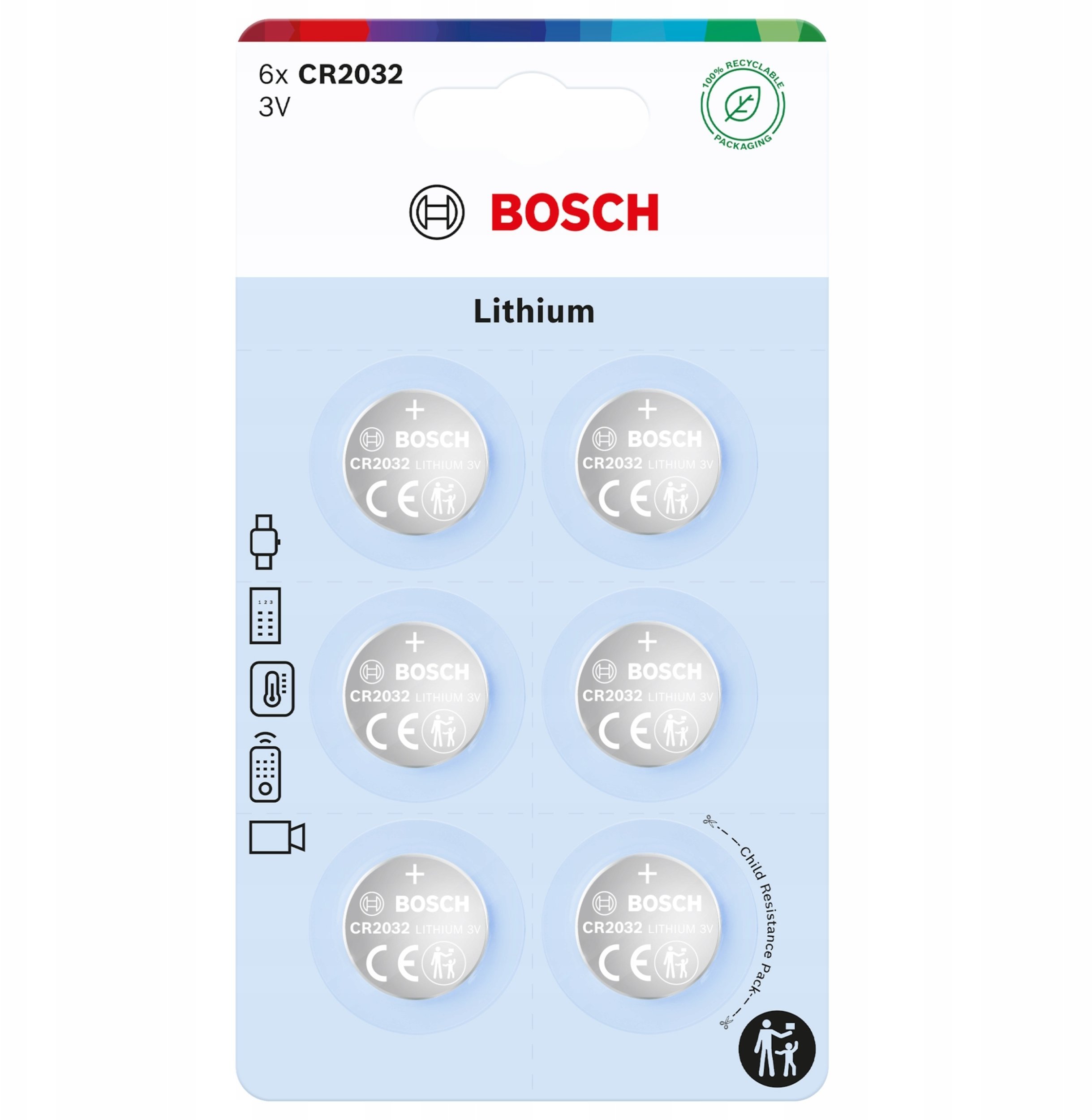Bosch 036768 BATERIA 6SZT CR2032 LITHIUM CR2032B6/00