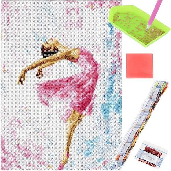 Springos Haft diamentowy tańcząca baletnica mozaika diamentowa DIY 40x30 cm UNIWERSALNY