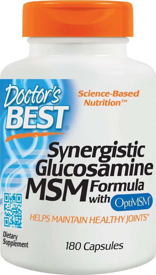 DOCTORS BEST Doctor's Best - Glukozamina + MSM z Formułą OptiMSM, 180 kapsułek