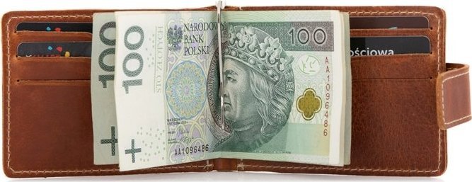 Belveder Portfel Męski z Klipsem Skórzany Brąz BW48