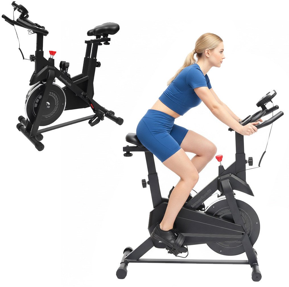 Rower treningowy cardio domowy stacjonarny Bauerkraft koło zamachowe 4kg szary