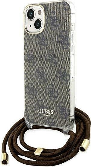 Guess Guess GUHCP15SHC4SEW iPhone 15 / 14 / 13 6.1" brązowy/brown hardcase Crossbody Cord 4G Print