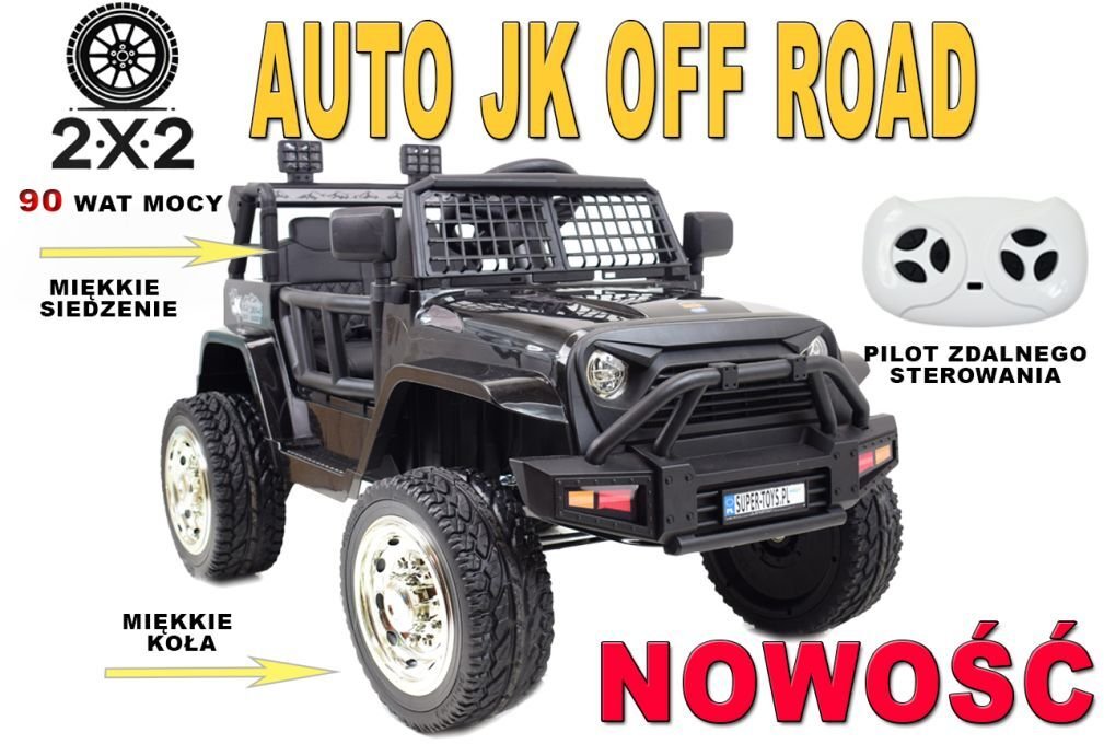 Import SUPER-TOYS JEEP NA AKUMULATOR "JK OFF ROAD", MIĘKKIE KOŁA, MIĘKKIE SIEDZENIE/LL555